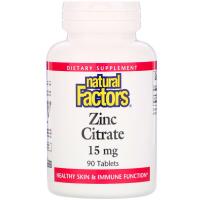 Natural Factors Zinc Citrate 15mg 90tabs
