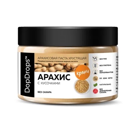 DopDrops Арахисовая паста Кранч без добавок 250гр