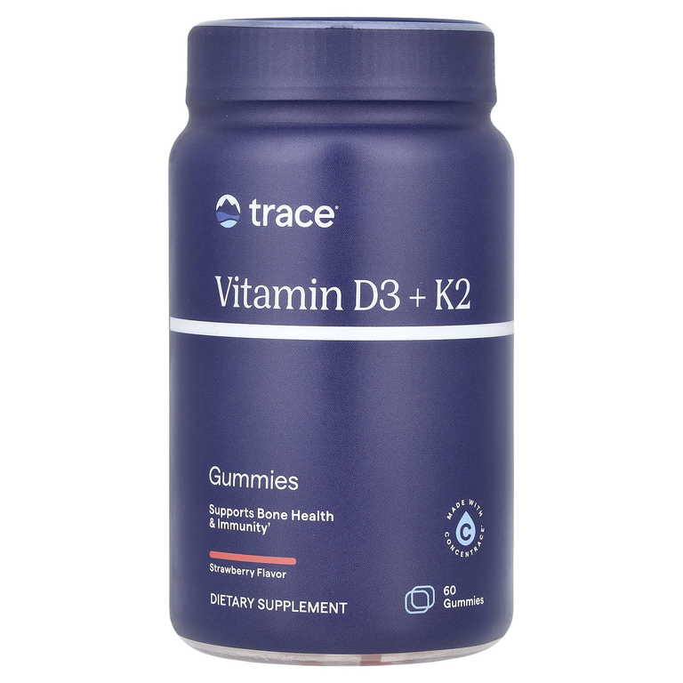Trace minerals Vitamin D3+K2 gummies strawberry 60gummies