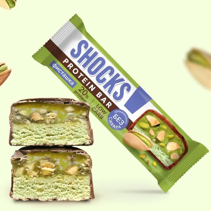FitnesShock Протеиновые батончики Shocks 50гр Фисташка