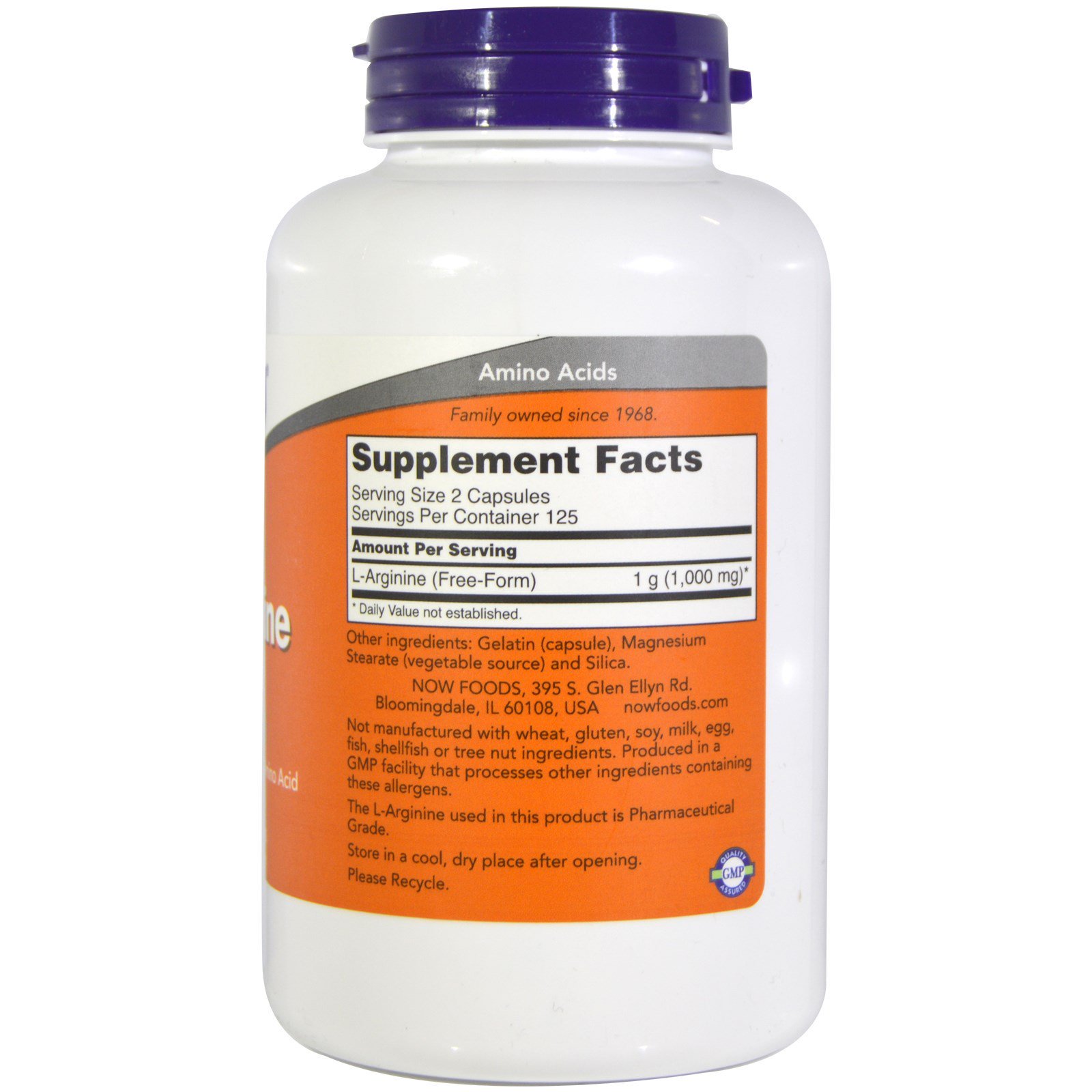 NOW L-Arginine 500mg 250caps