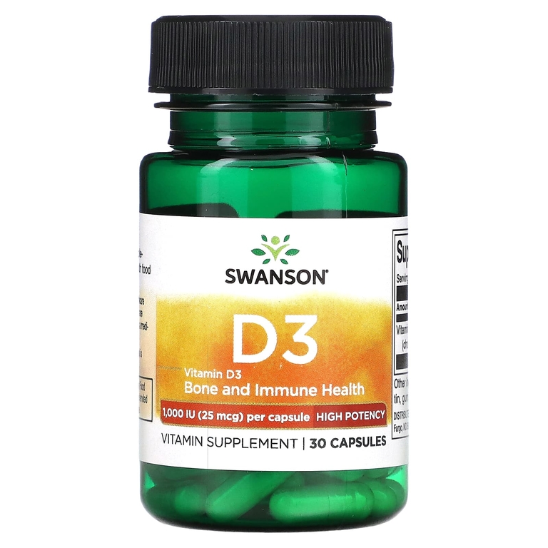 Swanson Vitamin D3 high potency 1000IU 25mcg 30caps