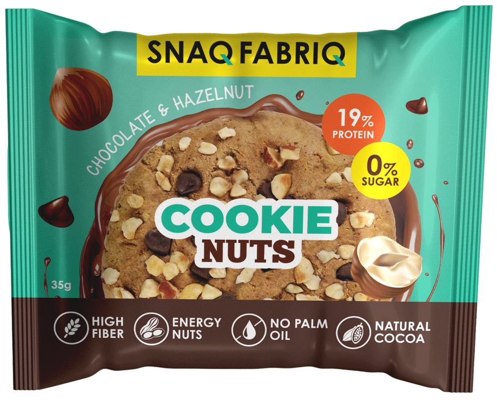 Snaq Fabriq Cookie Nuts Печенье 35гр (Шоколад с фундуком)