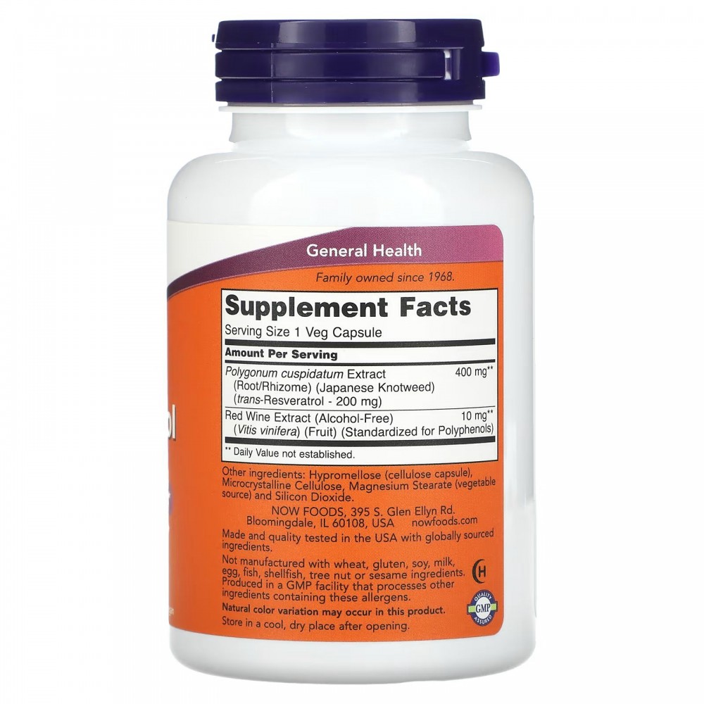 NOW Natural Resveratrol 200mg 120vcaps