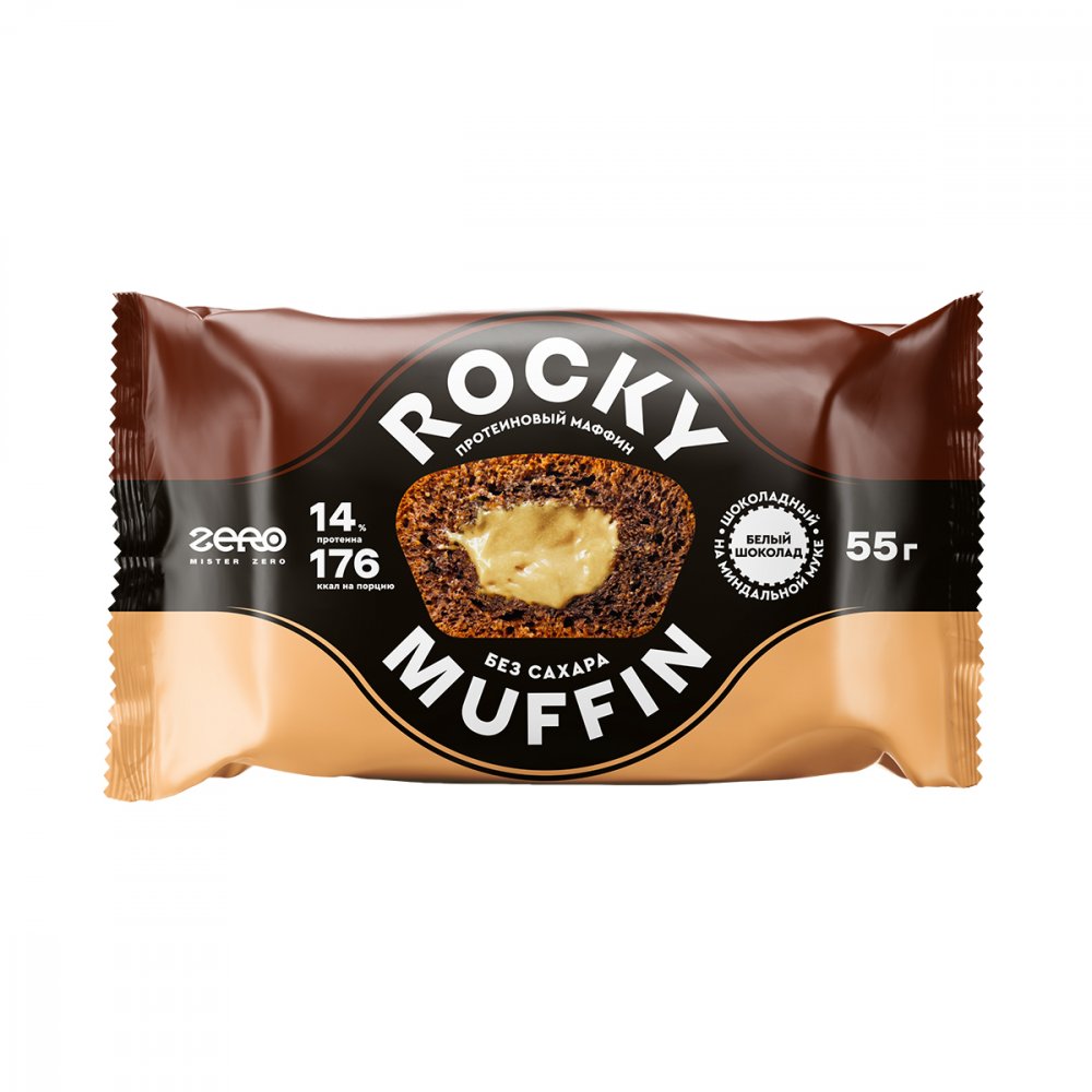 Mr.Djemius Маффин без сахара Rocky Muffin 55g Шоколадный-Белый шоколад