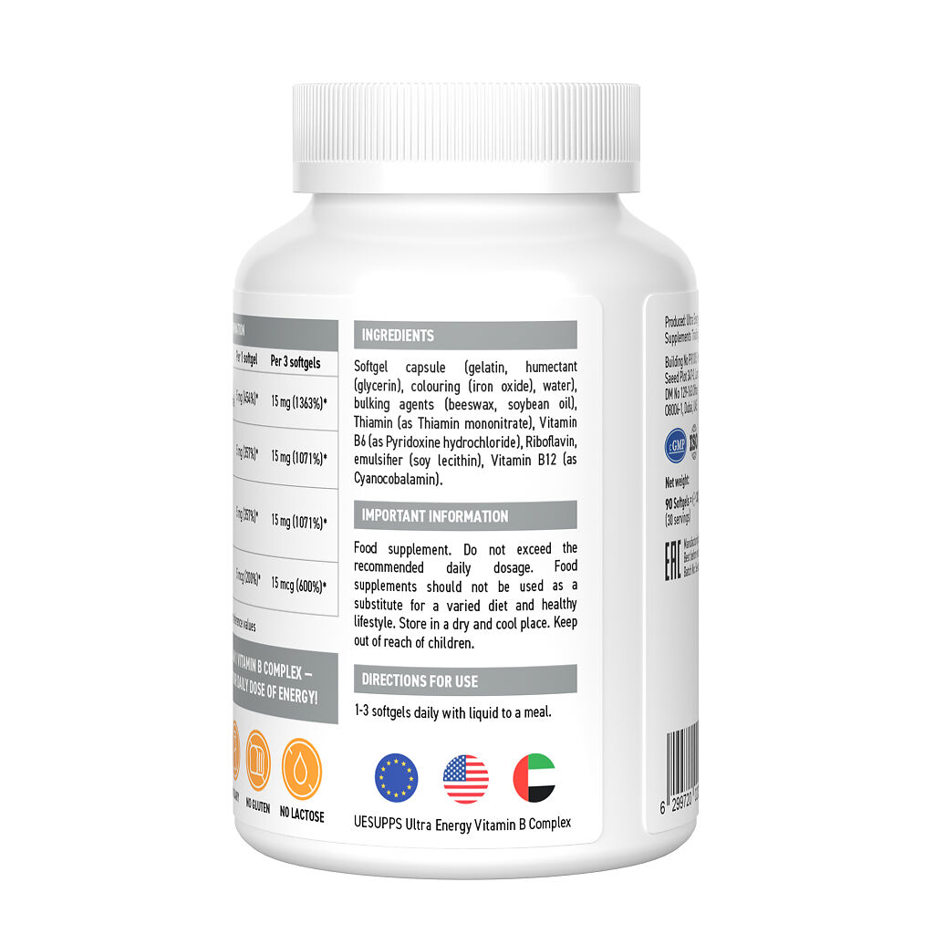 Ultrasupps Vitamin B complex 430 mg 90 Softgels