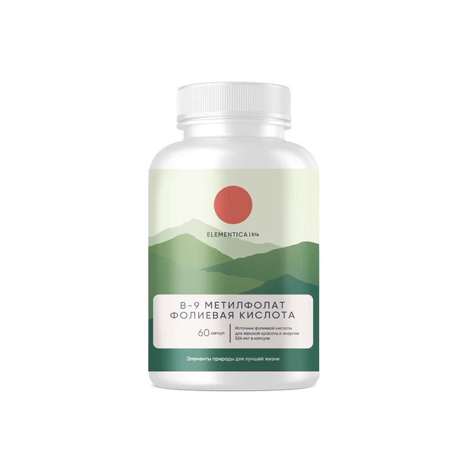 Elementica Vitamin B9 Methyl Folate Folic Acid 60caps