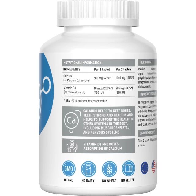 Ultrasupps Calcium & Vitamin D3 90 Tabs