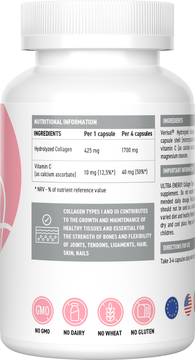 Ultrasupps Collagen Type I & III 90 Caps