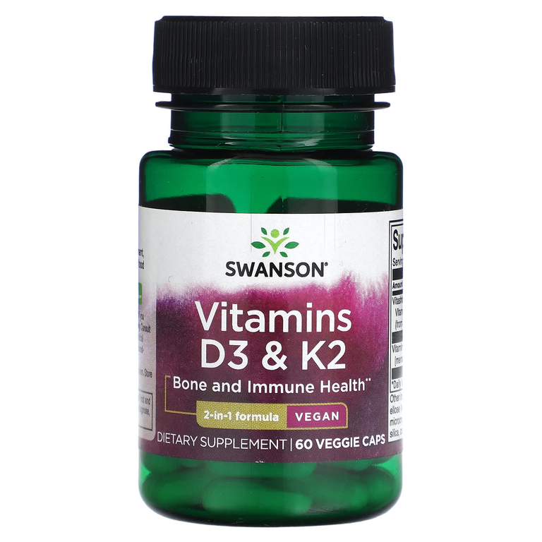 Swanson Vitamins D3 & K2 60vcaps